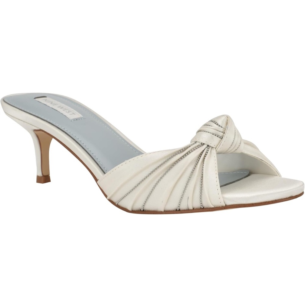 Nine West White Knotted Heels womens Laike size:9.5 M